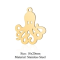 Golden stainless steel octopus pendant charm with polished finish and 18x20mm dimensions - Gold Octopus (5Pcs/Pack)