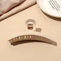 Detailed view of beige matte shark hair claw clip with sturdy metal spring mechanism - Beige Matte-Circle