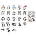 Cute cartoon penguin journal stickers in box, featuring 23 different poses and expressions - Cute Little Penguin