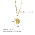 Golden irregular vintage pendant necklace in stainless steel with 12.8g weight - Gold