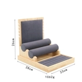 Bamboo and grey velvet jewelry display set with necklace board and ring tray for storage - Gray