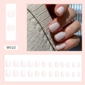 Short square soft pink press-on nails set with aurora glitter finish and 24 pieces - Pink Shimmer (Glue Style)