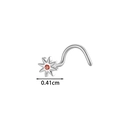 Clou de nez en titane argenté avec étoile à huit branches et gemme orange de 0,41cm - Style Étoile Octogonale avec Zircone Rouge (T2556-3#) / Argent