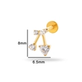 Golden titanium cherry stud earring with clear crystals and 8mm x 6.5mm dimensions - Cherry Style (4#) / Gold