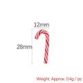 Miniature red and white striped Christmas candy cane resin charm measuring 28mm by 12mm - Red and White Candy Cane