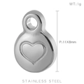 Polished silver heart pendant in stainless steel, dimensions 11x8mm, weighing 1g - Mini Silver Heart Pendant (KLJ115-Z)