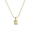 18k gold plated ball chain necklace with bubble letter E pendant and white pearl - Letter E