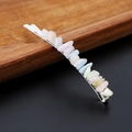 Silver hair clip set with pastel colorful natural crystal stones on black background - Morganite with Silver Clip