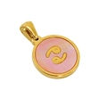 18K gold plated titanium steel necklace featuring a round pink shell Cancer pendant - Cancer - Single Pendant