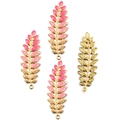 Pink enamel leaf charm in golden finish for DIY earring and necklace making - Leaf Style 13 / 20x60mm / Pink