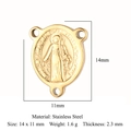 Gouden rvs 3-gaats kruisconnector, 14x11mm reliëf sieraad verbindingsaccessoire - Religieuze Figuur Connector / Goud (VC631)