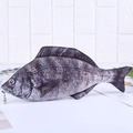 Lifelike black fish pencil case with realistic print and metal ring keychain - Black Sea Bream (Internal Organs)