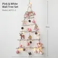 Pink and white wooden wall-mounted Christmas tree with LED lights and festive ornaments - Pink & White Hanging Tree Set 90cm