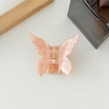 Pink acetate butterfly hair claw clip with marble texture and metal spring for women - Pearl Pink