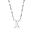 Minimalist silver-tone titanium steel necklace with block letter X pendant on cross chain - Letter X / Silver