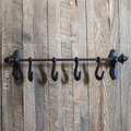Vintage iron frog wall hook rack with 4 hooks, dimensions 48cm width and 13cm height - Horizontal Bar 4-Hook 6693