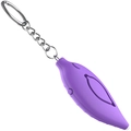 Leaf-shaped personal safety alarm in purple finish with integrated metal keychain - Purple