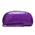 Vibrant purple shell-shaped makeup bag with glitter finish and golden zipper detail - Sparkle Purple