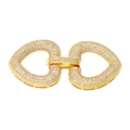 Macro detail of double heart jewelry connector in gold finish with sparkling zircons - Style-36 (Gold Pave Double Heart)