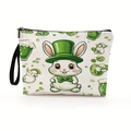 St. Patrick's Day makeup bag with cartoon rabbit print and convenient wrist strap - Style 3 / 17x25cm (With Wrist Strap)