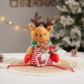 Christmas reindeer gift bag with knitted scarf and red stripe base for candy treats - Red White Transparent Window Deer