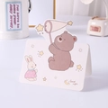 Cute cartoon bear and rabbit greeting card with Good Night text and warm tones - Star Catching Bear