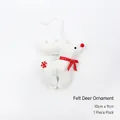 White felt reindeer Christmas ornament with red snowflake embroidery, 10cm x 9cm size - White Reindeer