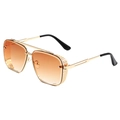 Lunettes de soleil steampunk pour hommes avec monture en métal doré et verres dégradés - Cadre Doré Thé Dégradé