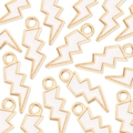 DIY colorful lightning bolt charms with gold metal frames and white enamel fill - White