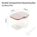 Rosafarbene Gewürzbox mit zwei Fächern, Deckel, Griff und zwei kleinen Servierlöffeln - 2-Gitter - Eisbeerenrosa