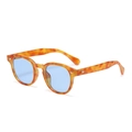 Lunettes de soleil vintage écaillées avec verres bleu clair et rivets en diamant argent - Écaille Jaune Bleu Océan (C30)