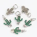 Silver micro-pave green zircon cactus charm pendant with hollow back design - Cactus Model B / Platinum (Green Zircon)