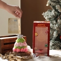 Pink and green pom-pom Christmas tree DIY ornament set with a Merry Christmas gift box - Cranberry Pink With Gift Box