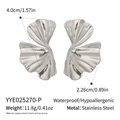 Silver ginkgo leaf earrings size 4.0x2.26cm in hypoallergenic stainless steel details - Silver Ginkgo Leaf Style (YYE025270-P)