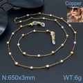 Chaîne en acier titane doré avec perles blanches et perles carrées pour lunettes et masques - Or (KSC024-Z)