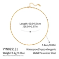 Detail view of 18K gold plated stainless steel chain necklace with technical specs - Square Block Chain Necklace (YYN025181)