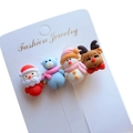 Detail of Christmas themed hair clips with Santa, reindeer and snowman resin charms - Style 6 Christmas Hair Clip