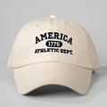 Casquette de baseball beige America Athletic Dept avec broderie vintage 1776 en coton doux - Taille Unique(Réglable) / Beige