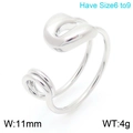 Unique silver twist line open ring in stainless steel with 11mm width and minimalist style - US 8 / Steel