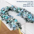 1.8m Blue Christmas Garland with Snowy PE Pine Needles, Ornaments, Bows and Cotton - 1.8m Snowy Mixed Garland Blue