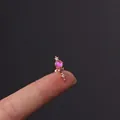 Rose gold 20G cartilage earring with pink stone and colorful zircon accents - Pink Round Style (5#R)