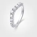 Classic S925 sterling silver band ring with 9 round-cut moissanite stones in prong setting - Silver - Simple Row Setting Style (R13893)