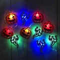 LED Halloween string lights featuring glowing orange pumpkins and colorful ghosts - Pumpkin+White Ghost-Multicolor