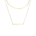 Collar de doble capa en acero inoxidable dorado con cadena corta y colgante de barra - Dorado