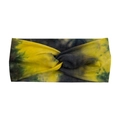 Elastisches Yoga-Stirnband mit gelb-grauem Batikmuster und zentralem Knotendesign - Batik 3