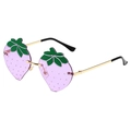 Fashionable rimless strawberry shaped sunglasses with purple lenses and gold metal frame - Gold Frame Light Purple
