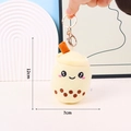 Cute beige milk tea plush keychain with smiley face and gold ring for bag hanging - Gold Keychain / 12cm / Beige