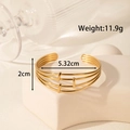 Wide golden stainless steel cuff bracelet with multi-layer parallel lines and adjustable open design - Multi-layer Parallel Lines