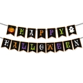 Detailansicht der Happy Halloween Girlande mit bunten Buchstaben und Kürbis-Motiv - 25 Bunte Halloween Banner
