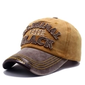 Vintage washed baseball cap in yellow and dark grey with 3D embroidery detail - One Size / Coffee and Yellow
